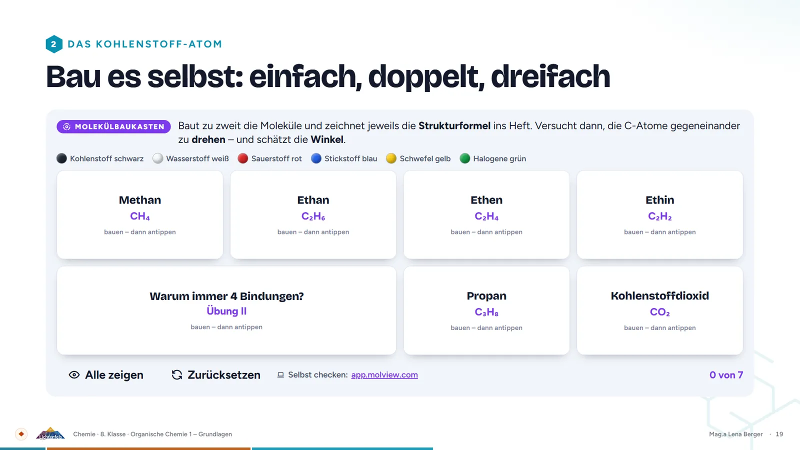 Übungsphase: Molekülbaukasten
