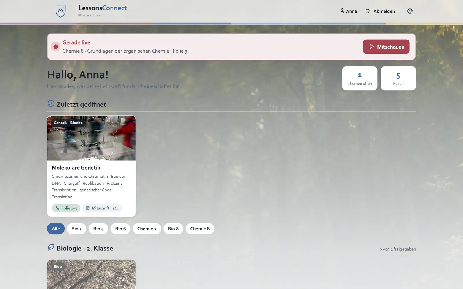 Hinweis: Gerade live – Mitschauen