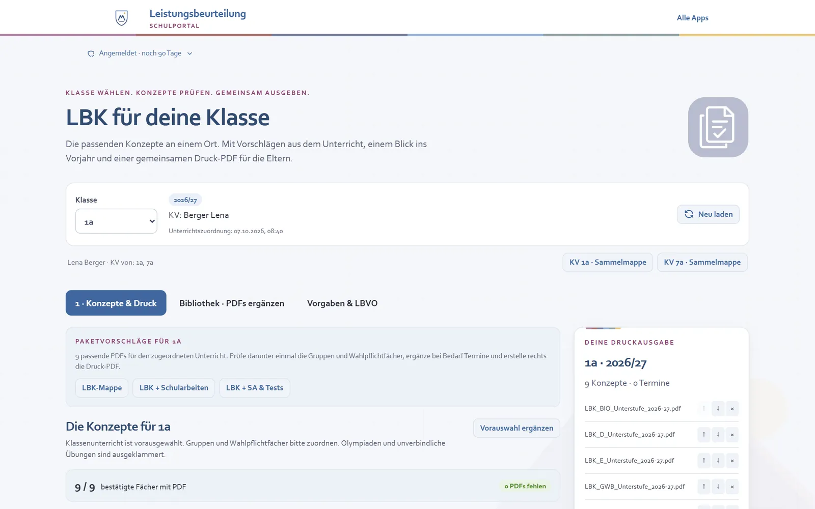 LBK für deine Klasse: passende Leistungsbeurteilungskonzepte je Fach und Druckausgabe